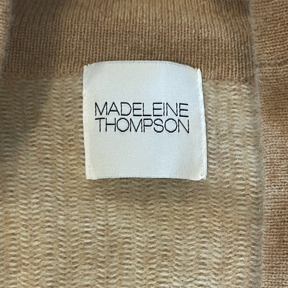 MADELEINE THOMPSON Calla 100% Cashmere Two-Tone, Tan, Long Open Cardigan, Large